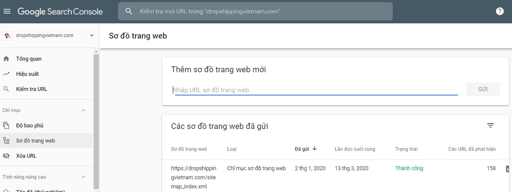 them sitemap vào google search console
