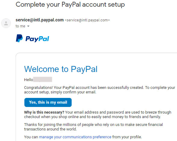 confirm my email paypal